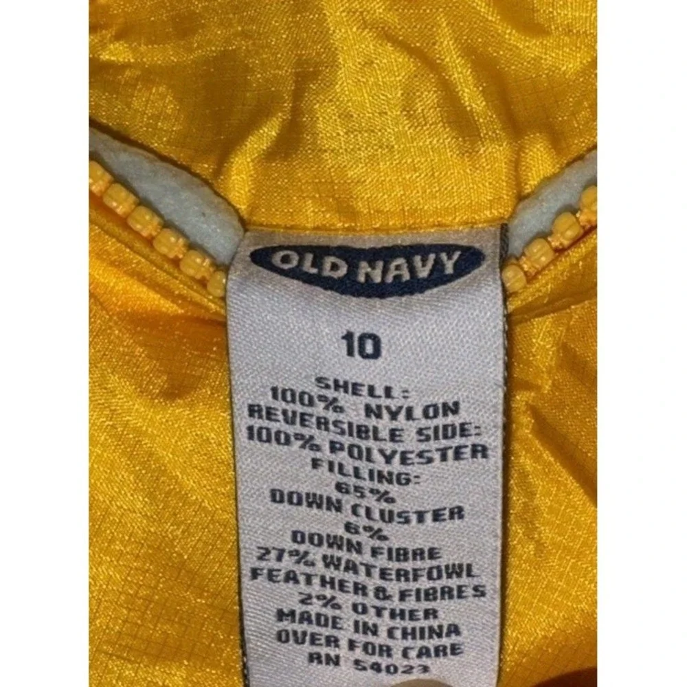 Old Navy Down Fill  winter‎ vest Youth boys Girls Sz 10 Yellow Blue Reversible